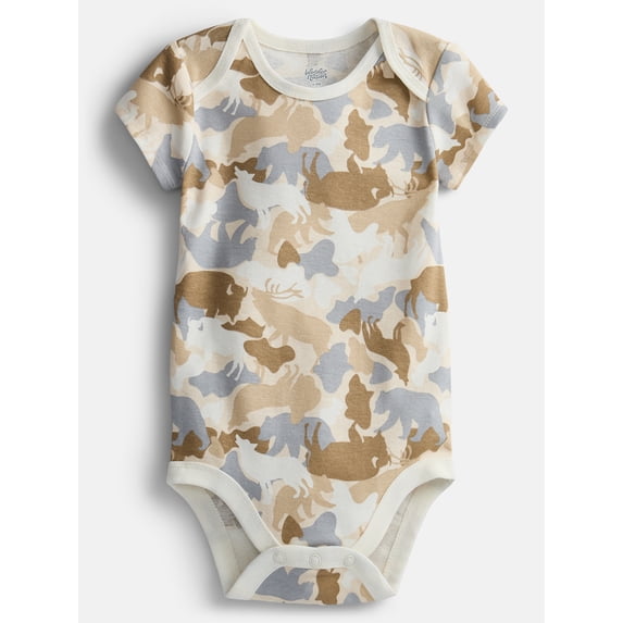 Wonder Nation Baby Boys' Graphic Cotton Bodysuit with Short Sleeves, Sizes 0M-24M
