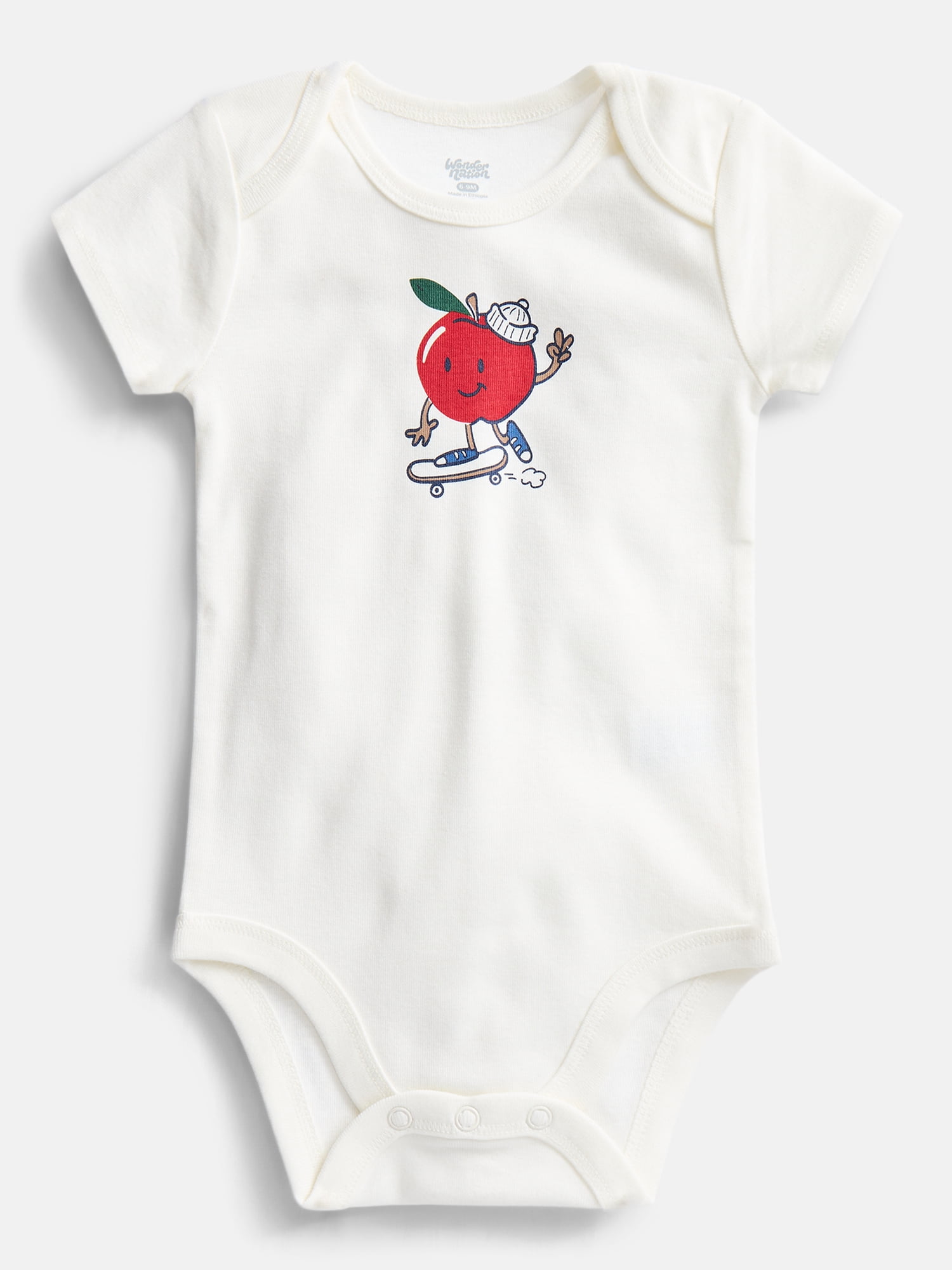 Wonder Nation Baby Boys' Graphic Cotton Bodysuit with Short Sleeves, Sizes 0M-24M