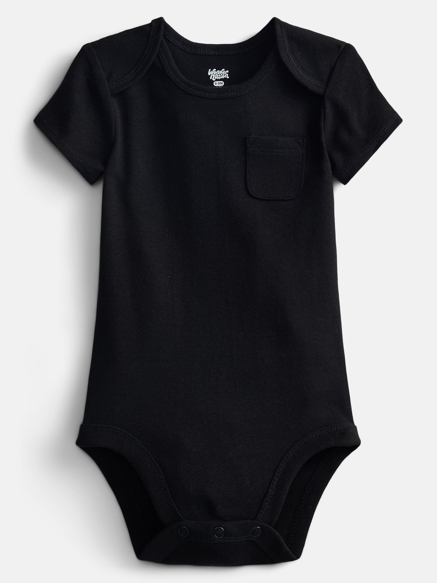 Wonder Nation Baby Boys' Cotton Pocket Bodysuit with Short Sleeves, Sizes 0M-24M