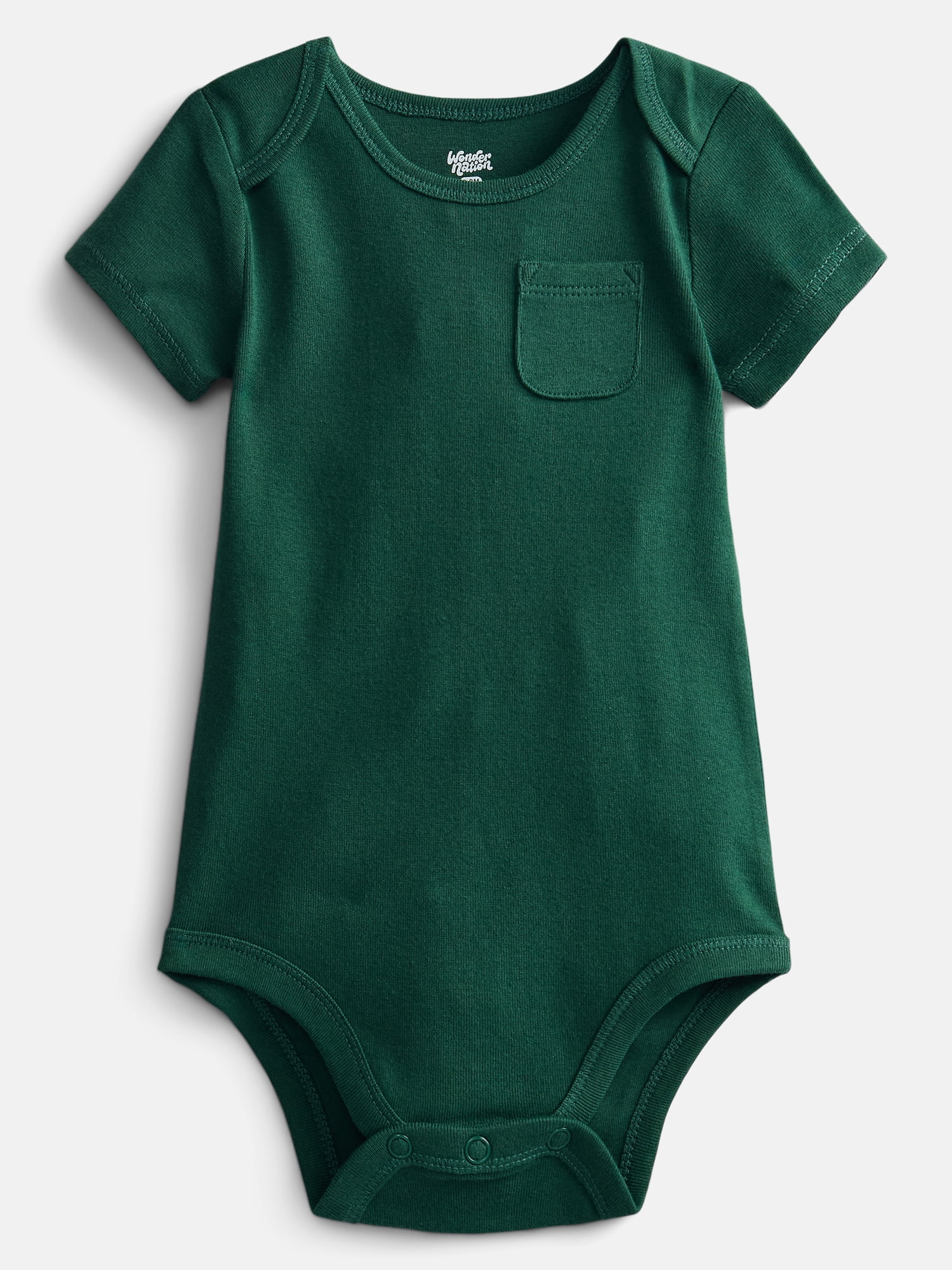 Wonder Nation Baby Boys' Cotton Pocket Bodysuit with Short Sleeves, Sizes 0M-24M