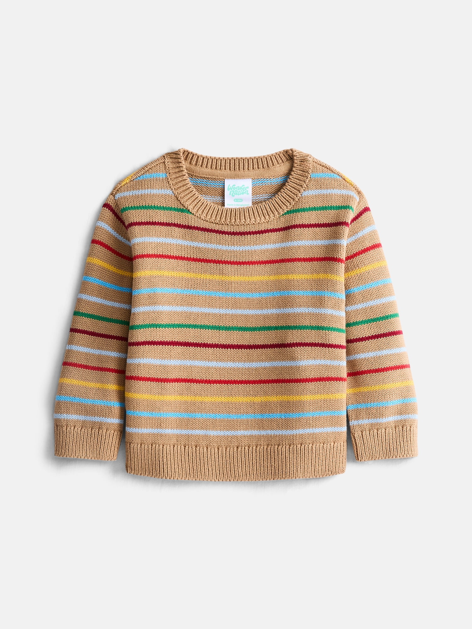 Wonder Nation Baby Boys Crewneck Sweater with Long Sleeves, Sizes 0-24M