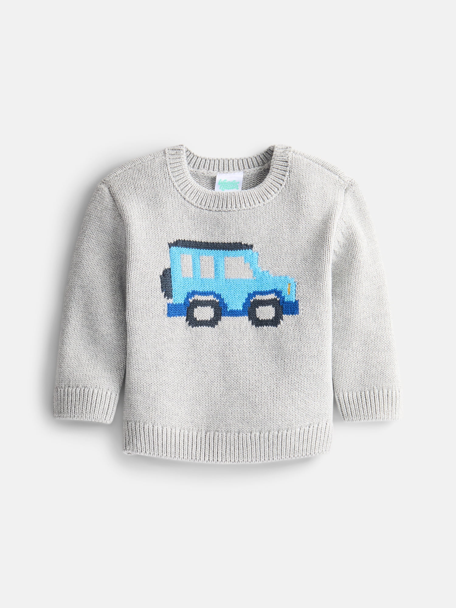 Wonder Nation Baby Boys Crewneck Sweater with Long Sleeves, Sizes 0-24M
