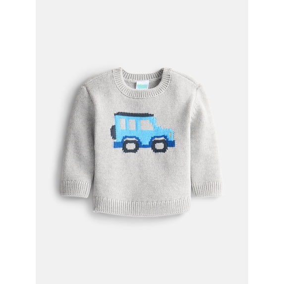 Wonder Nation Baby Boys Crewneck Sweater with Long Sleeves, Sizes 0-24M