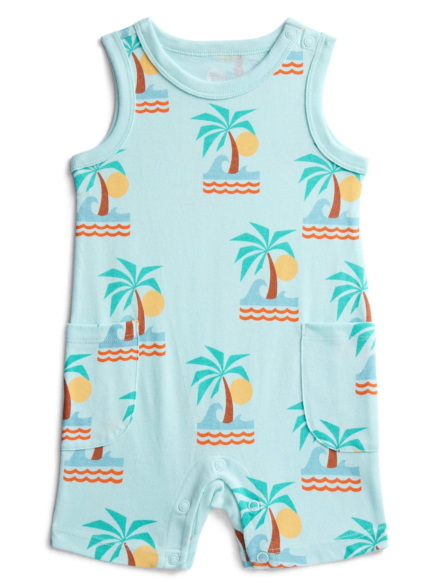 Wonder Nation Baby Boys' Print Tank Romper, Sizes 0M-24M