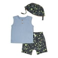 Wonder Nation Baby Boy Tank Top, Short, and Hat Outfit Set, 3pc