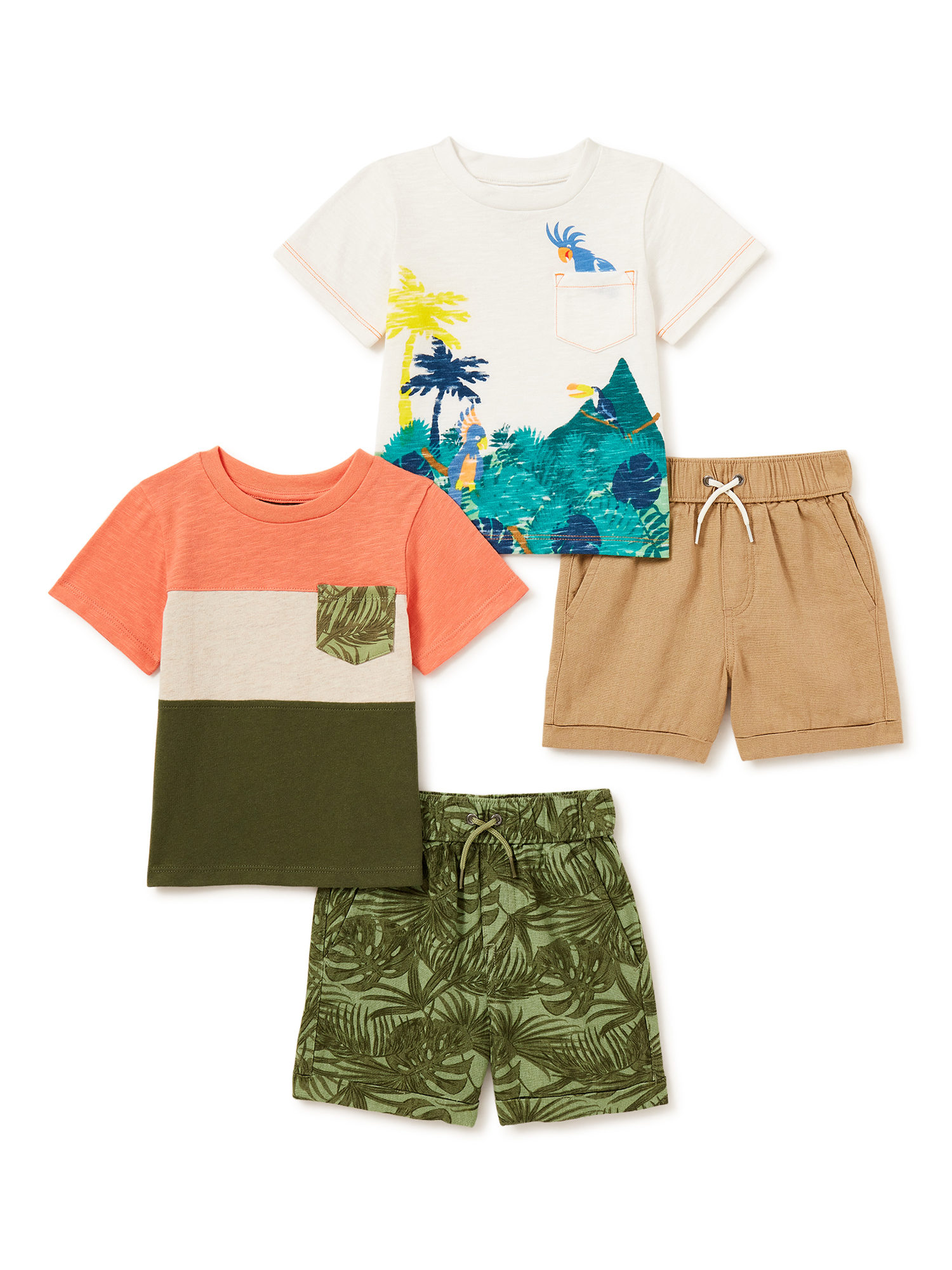 Wonder Nation Baby Boy & Toddler Boy TShirt and Shorts Mix & Match