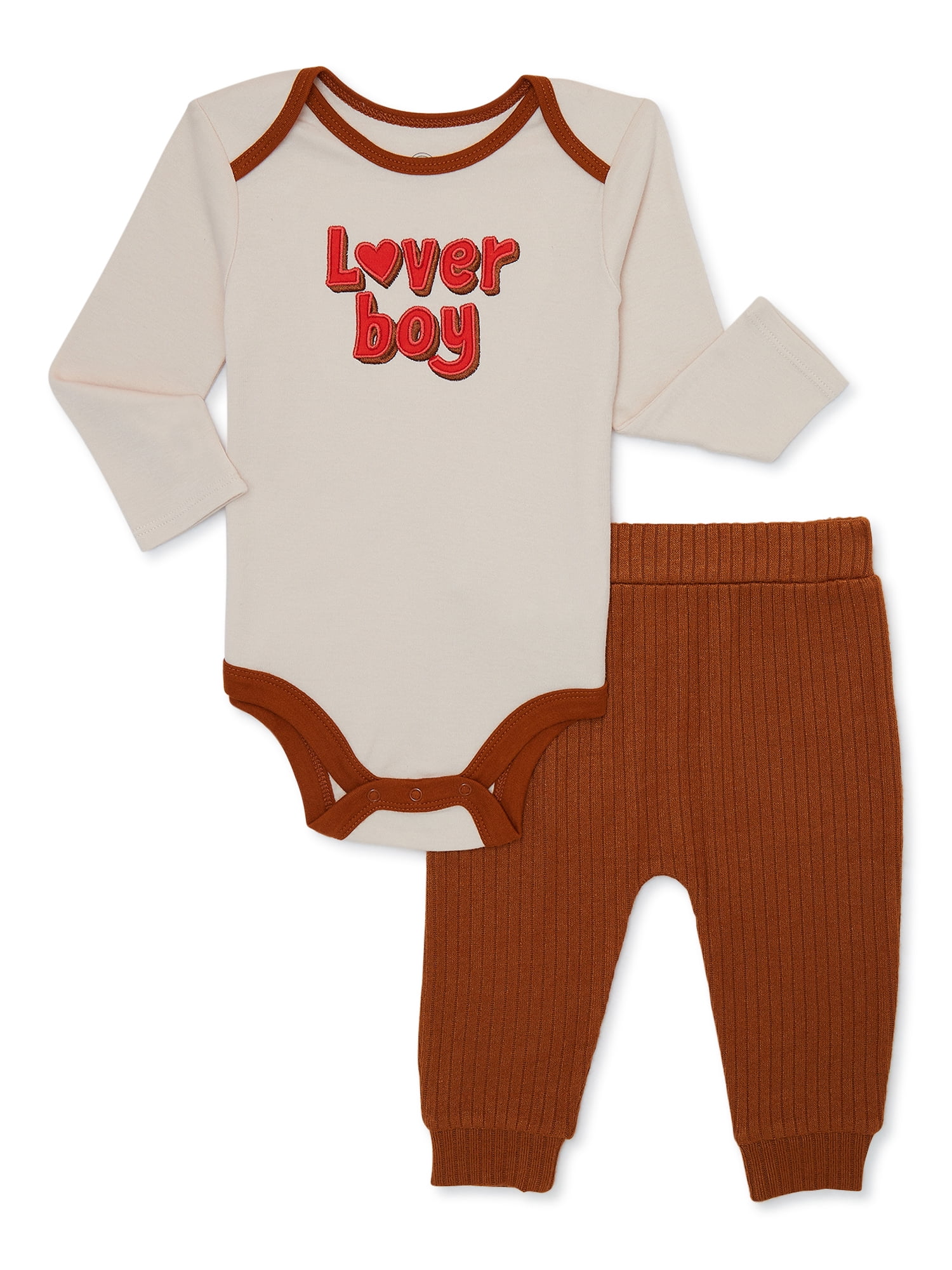 Wonder Nation Baby Boy Valentine s Day Outfit Set 2 Piece Sizes 0M 24M Walmart