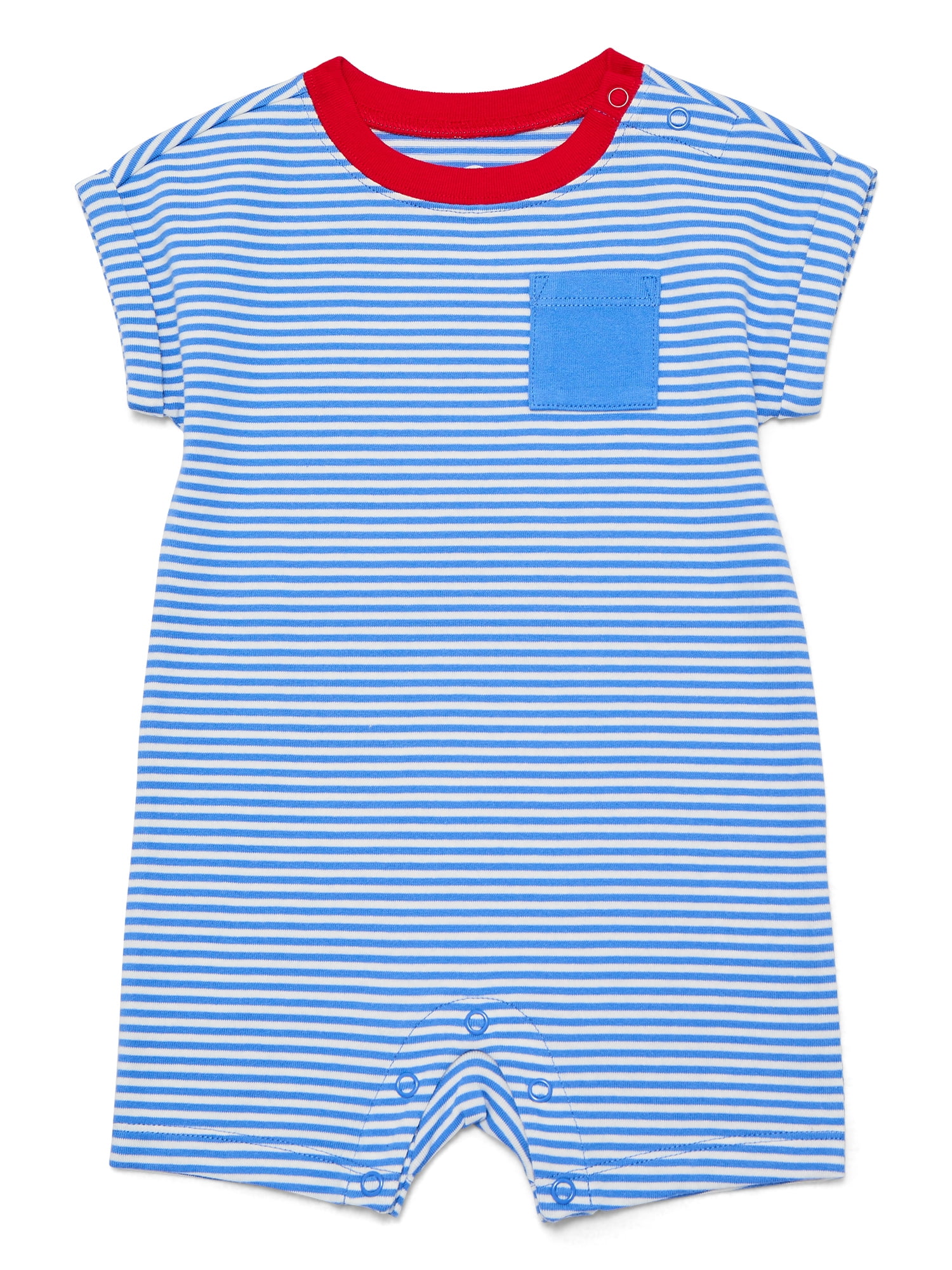 Wonder Nation Baby Boys Striped Pocket Romper, Sizes 0M-24M