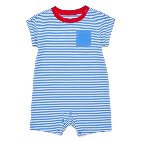 Wonder Nation Baby Boys Striped Pocket Romper, Sizes 0M-24M