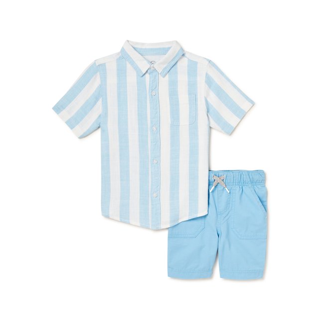 Wonder Nation Baby Boy and Toddler Boy Short Sleeve Shirt and Shorts