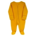 thumbnail image 1 of Wonder Nation Baby Boy or Girl Zip Front Footed Sleep and Play Pajamas, Saffron Gold, Preemieie 6 to 9 Months, 1 of 3