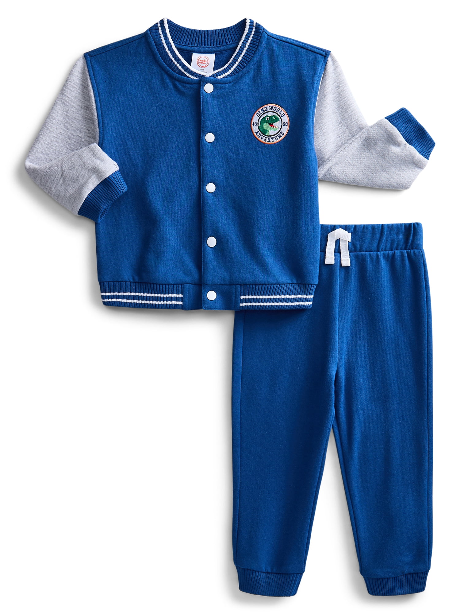 Wonder Nation Baby Boys Varsity Jacket and Jogger Pants Matching Set, 2-Piece, Sizes 0/3M-24M
