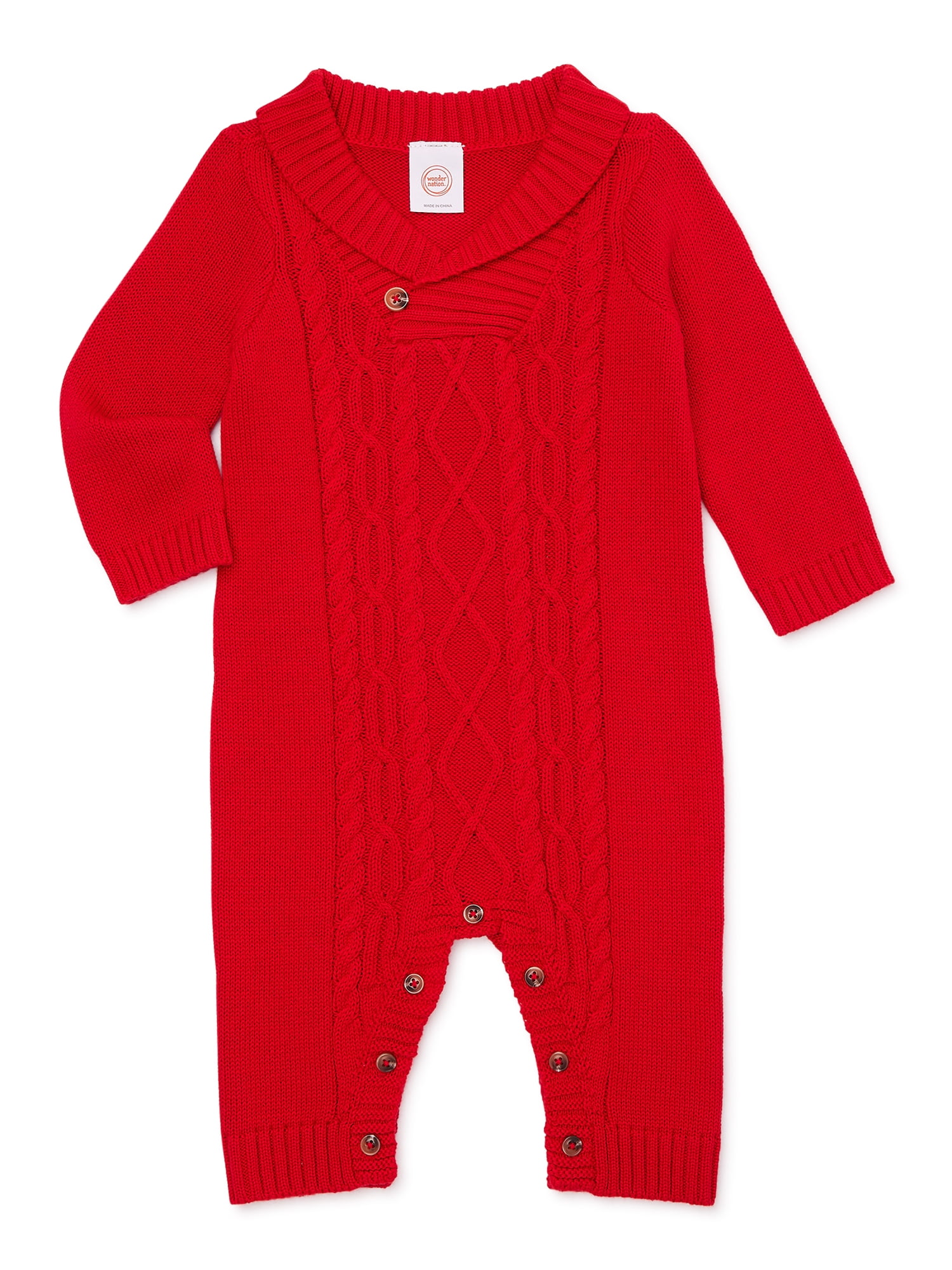 Wonder Nation Baby Boys’ Holiday Sweater Romper, Sizes 0/3M24M