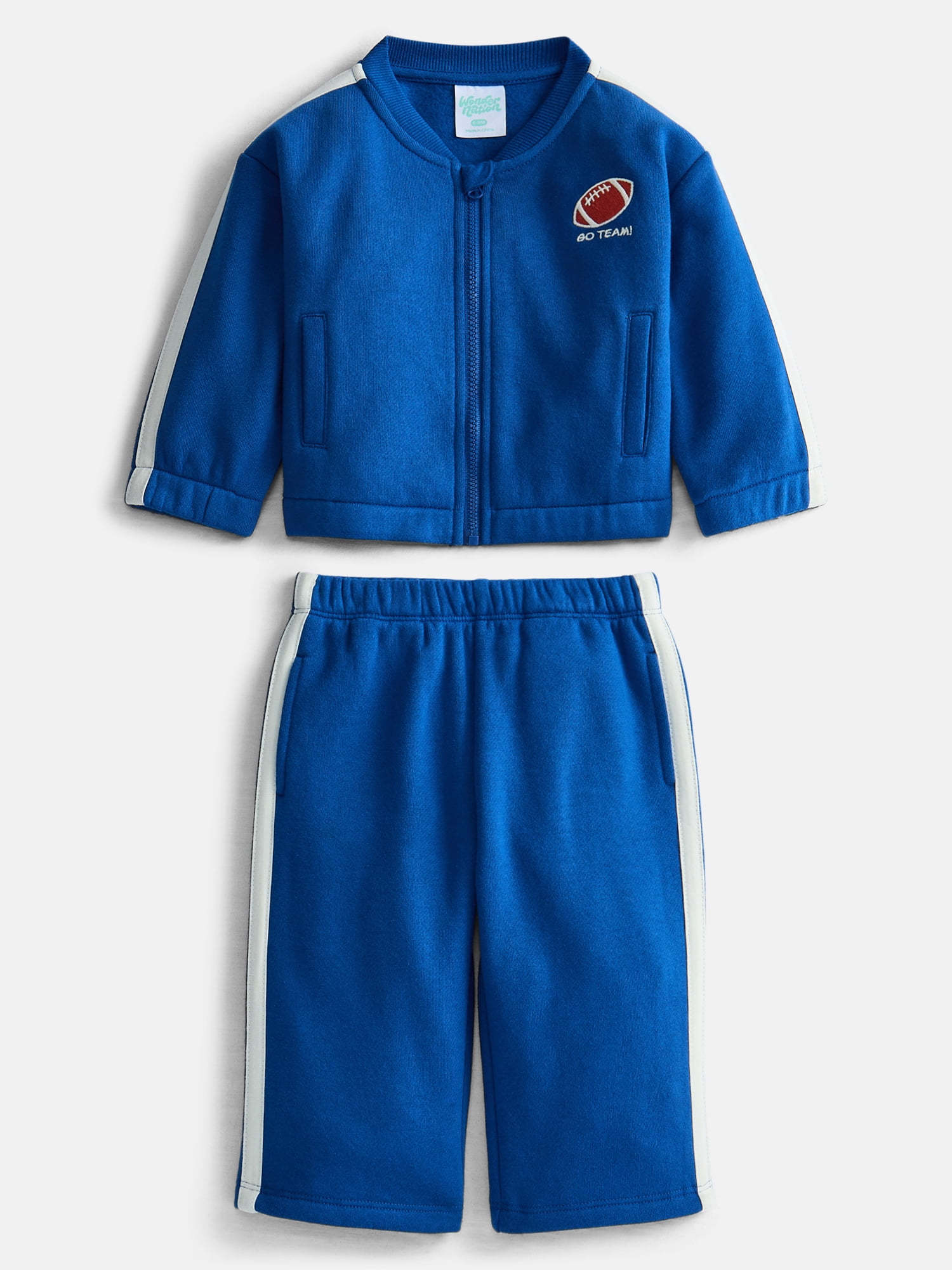 Wonder Nation Baby Boys Long Sleeve Full-Zip Tracksuit, 2 Piece, Sizes 0/3M-24M