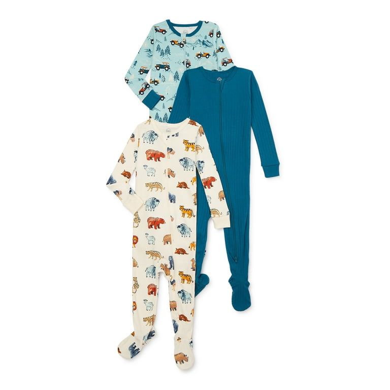 Wonder Nation Baby Boys One Piece Sleep n Play 3 Pack Sizes