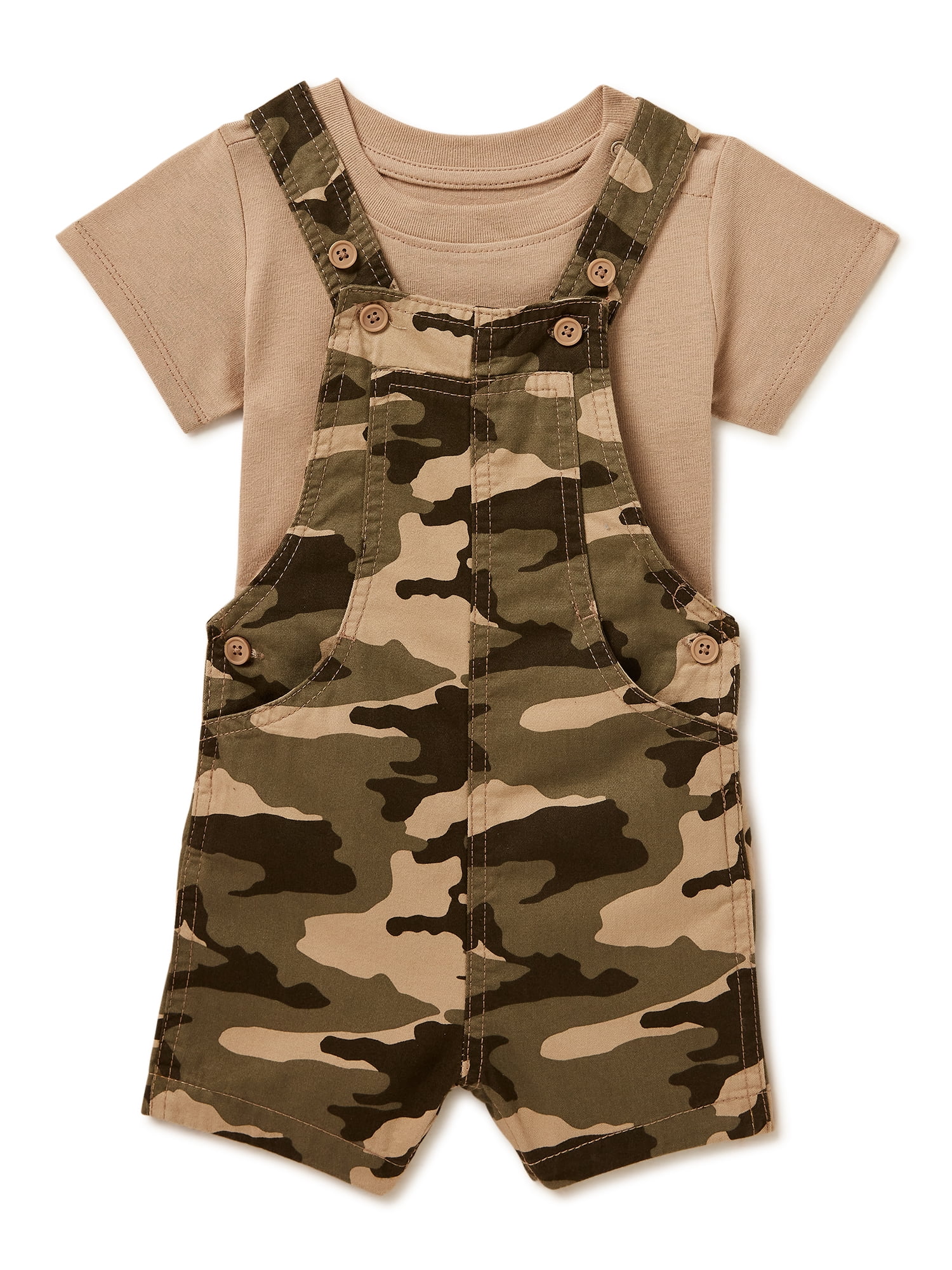 Wonder Nation Baby Boys Overalls and Tee, 2Piece Set, Sizes 024