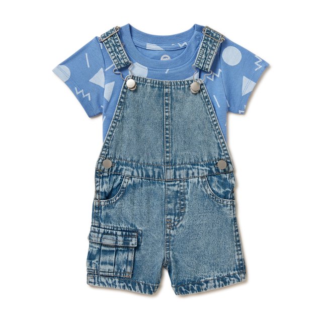 Wonder Nation Baby Boys Overalls and Tee, 2Piece Set, Sizes 024