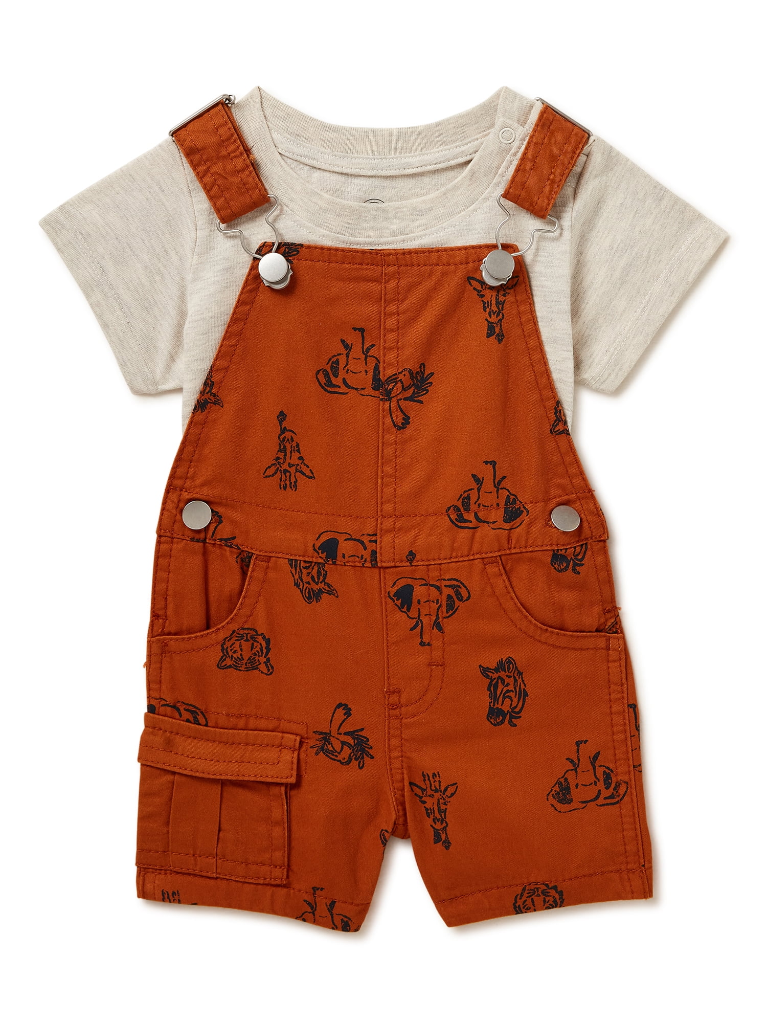 Wonder Nation Baby Boys Overalls and Tee, 2Piece Set, Sizes 024