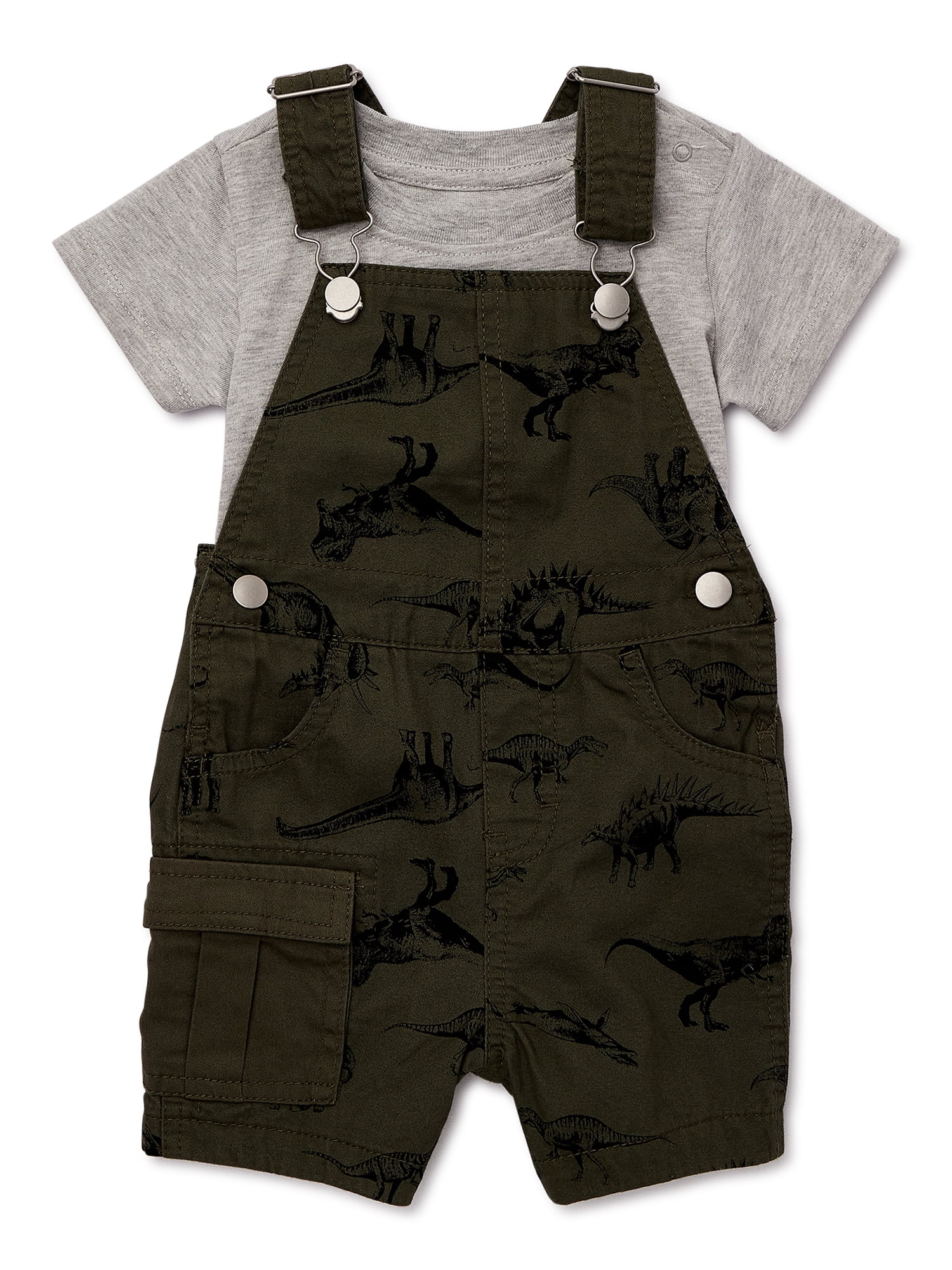 Wonder Nation Baby Boys Overalls and Tee, 2Piece Set, Sizes 024