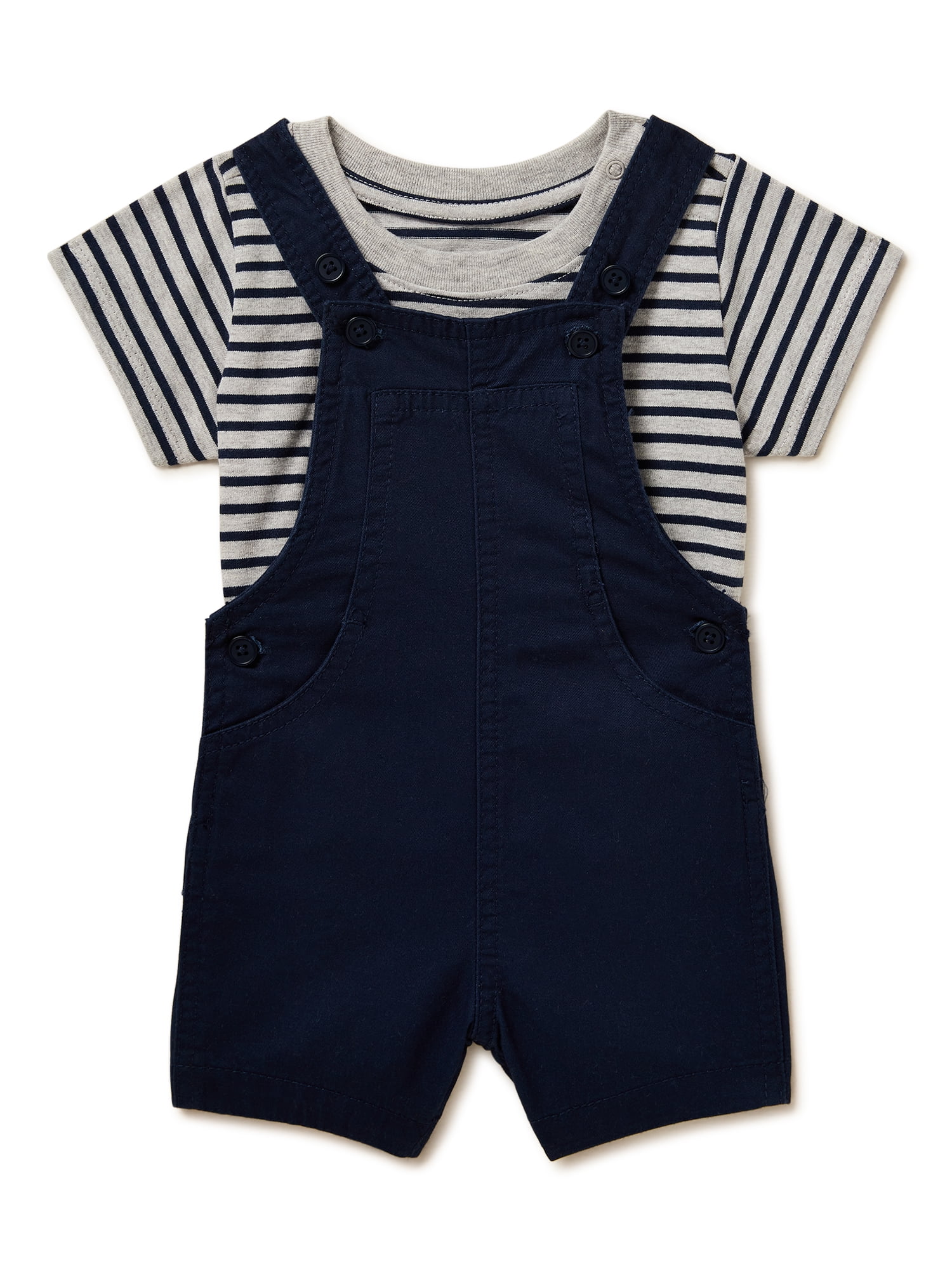 Wonder Nation Baby Boys Overalls and Tee, 2Piece Set, Sizes 024
