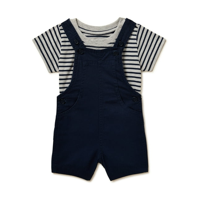 Wonder Nation Baby Boys Overalls and Tee, 2Piece Set, Sizes 024