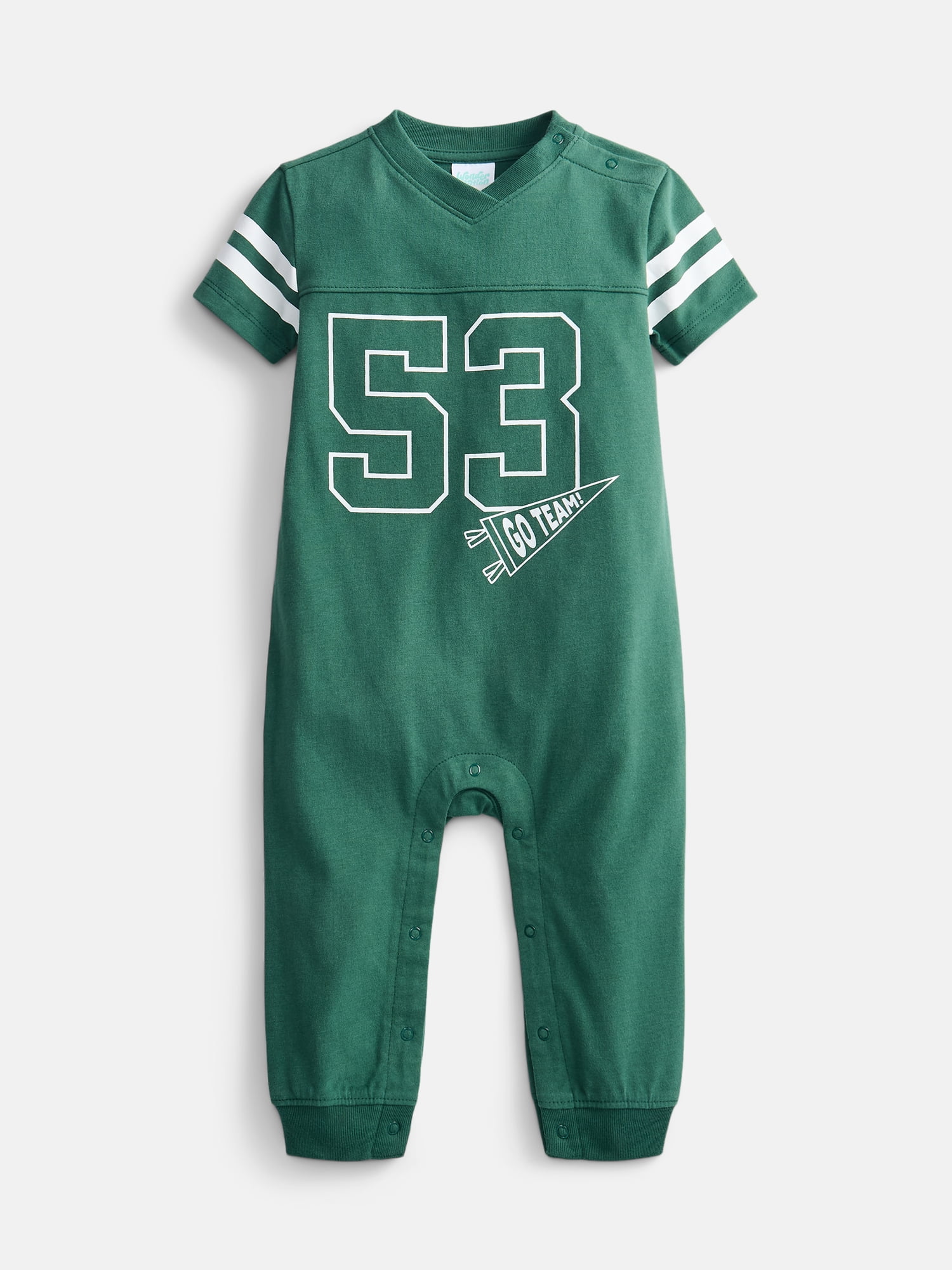 Wonder Nation Baby Boys Varsity Romper with Short Sleeves, Sizes 0/3M-24M