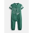 thumbnail image 1 of Wonder Nation Baby Boys Varsity Romper with Short Sleeves, Sizes 0/3M-24M, 1 of 3