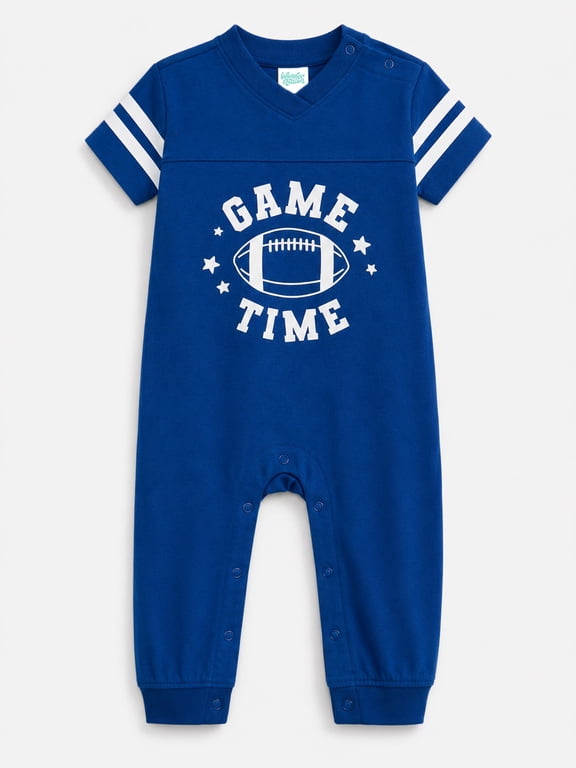 Baby Boys Varsity Romper with Short Sleeves, Sizes 0/3M-24M