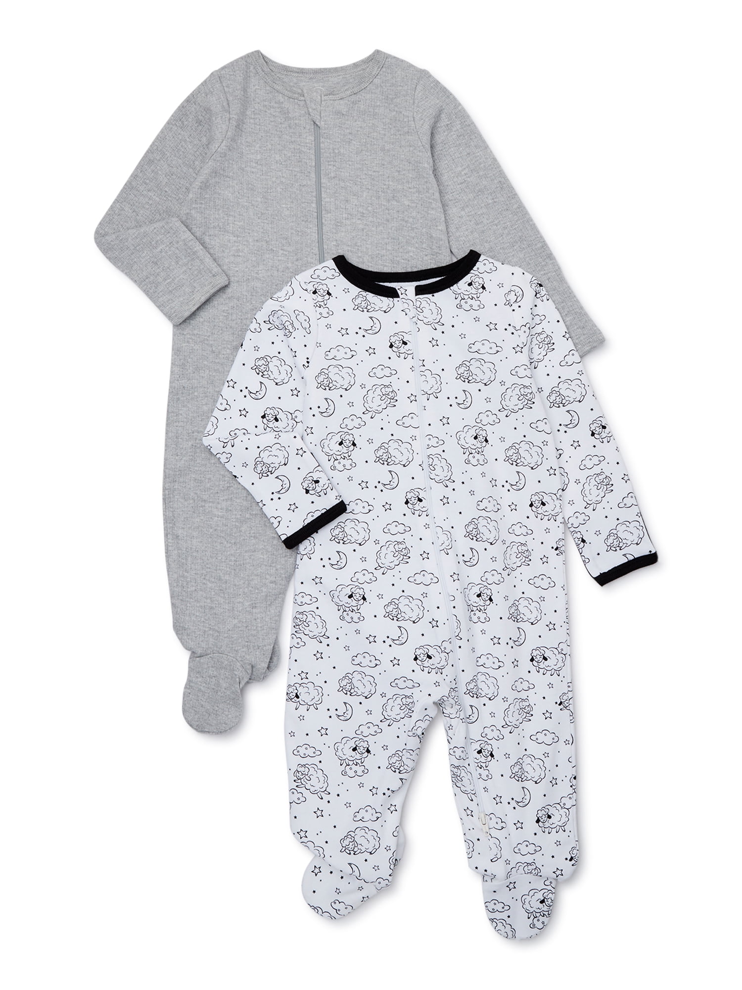 Wonder Nation Baby Boys Sleep N Play Footed Pajamas, 2Pack, Preemie 6/9M