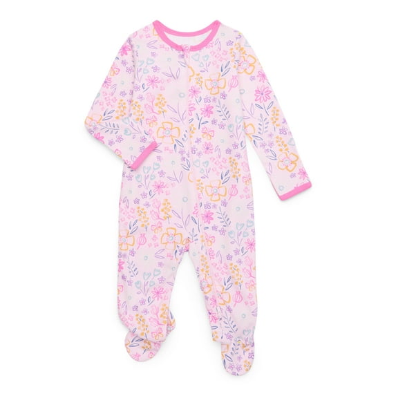 Wonder Nation Baby Boys or Girls Zip Front Footed Pajamas, Sizes Preemieie-6/9 Months