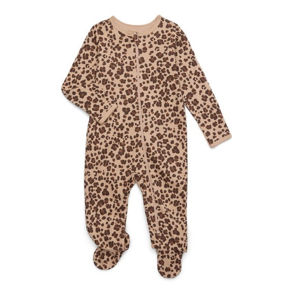 Wonder Nation Baby Boys or Girls Zip Front Footed Pajamas, Sizes Preemieie-6/9 Months