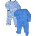 thumbnail image 1 of Wonder Nation Baby Gender Neutral Zip Front Footed Sleep N Play Pajamas, 2-Pack, Sizes Preemie-6/9 Months, 1 of 3