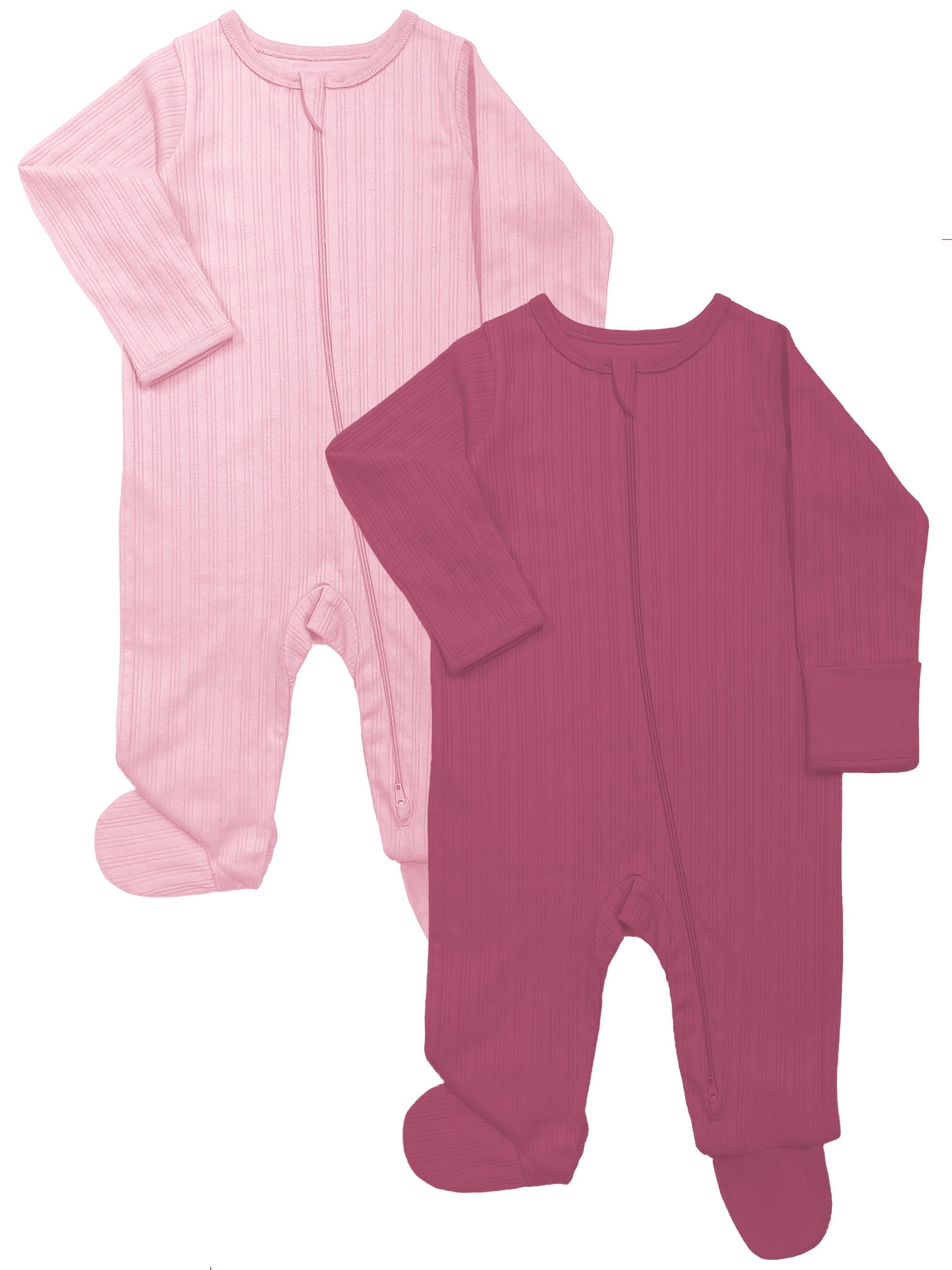 Wonder Nation Organic Cotton Baby Unisex Zip Front Footed Sleep N Play Pajamas, 2-Pack, Sizes Preemie-6/9 Months