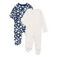 thumbnail image 1 of Wonder Nation Baby Gender Neutral Zip Front Footed Sleep N Play Pajamas, 2-Pack, Sizes Preemie-6/9 Months, 1 of 3