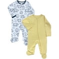 thumbnail image 1 of Wonder Nation Baby Gender Neutral Zip Front Footed Sleep N Play Pajamas, 2-Pack, Sizes Preemie-6/9 Months, 1 of 3