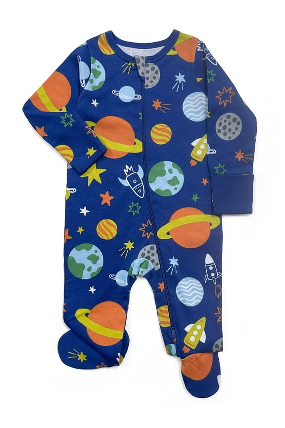 Baby Gender Neutral Zip Front Footed Sleep N Play Pajamas, Sizes Preemieie-6/9 Months