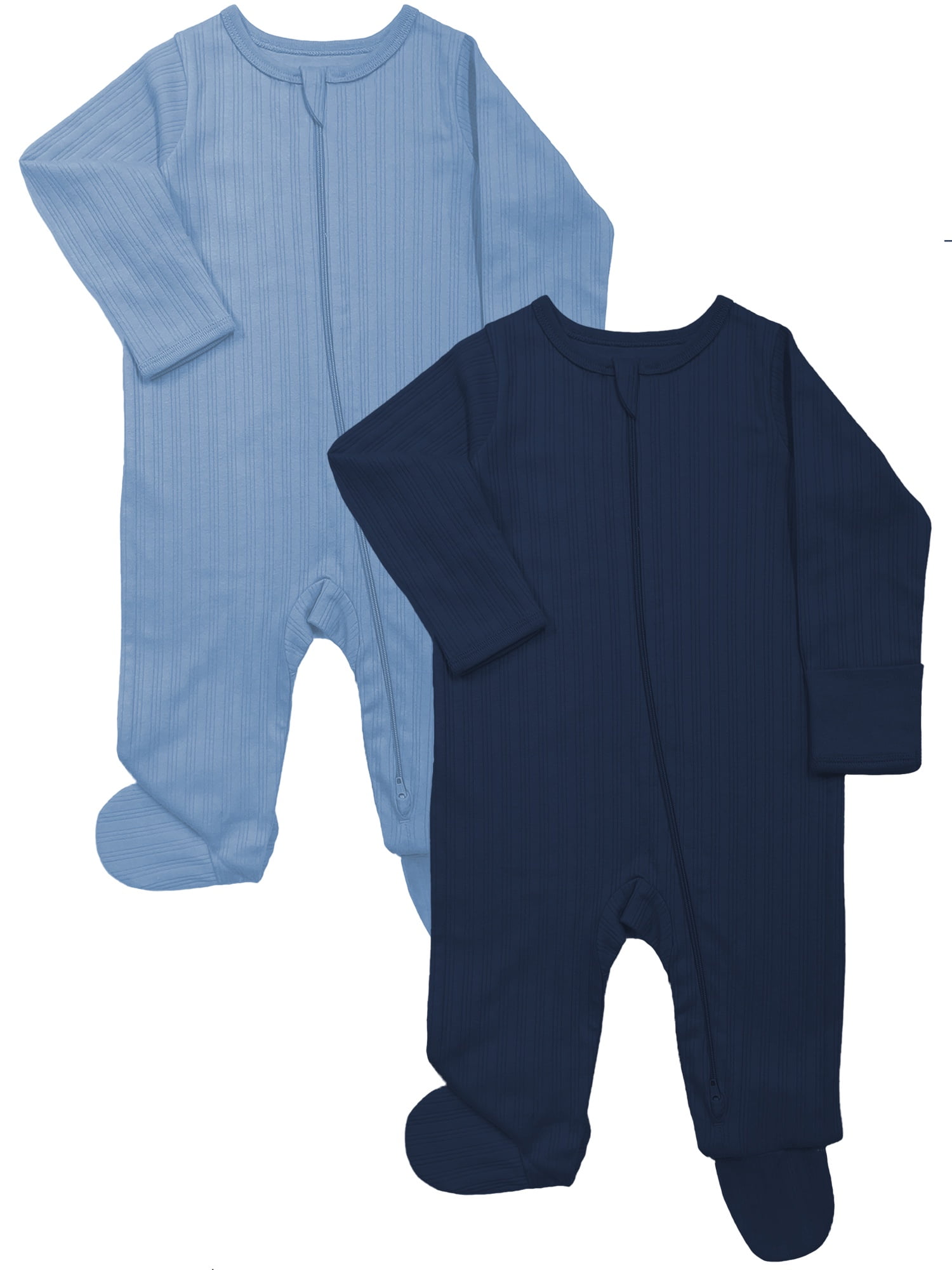 Wonder Nation Organic Cotton Baby Unisex Zip Front Footed Sleep N Play Pajamas, 2-Pack, Sizes Preemie-6/9 Months
