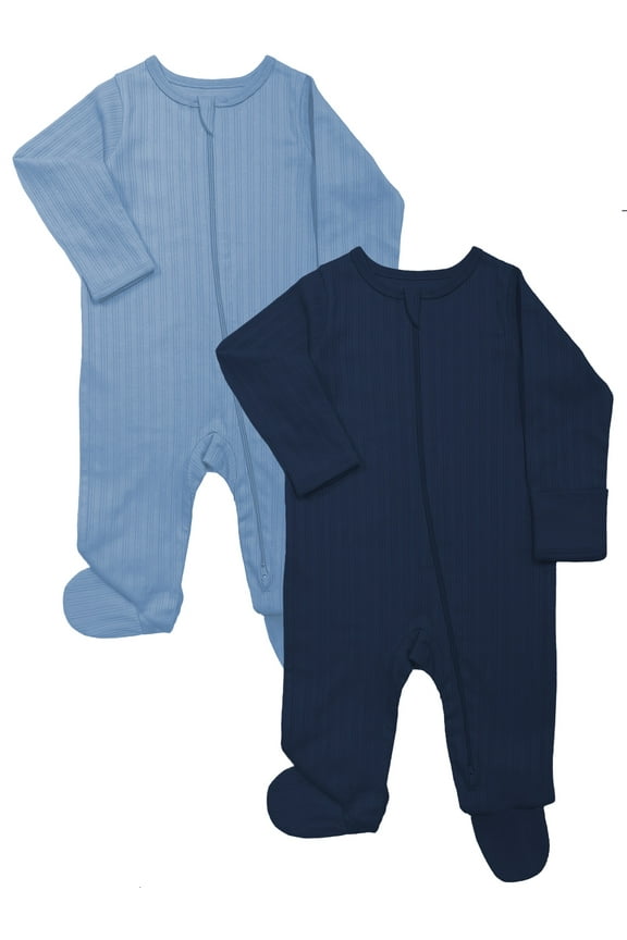 Organic Cotton Baby Two-Way Zipper Footed Sleep N Play Pajamas, 2-Pack, Sizes Preemie–6/9 Months