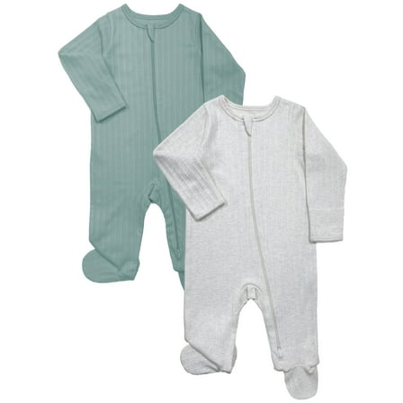 Wonder Nation Baby Gender Neutral Zip Front Footed Sleep N Play Pajamas, 2-Pack, Sizes Preemie-6/9 Months