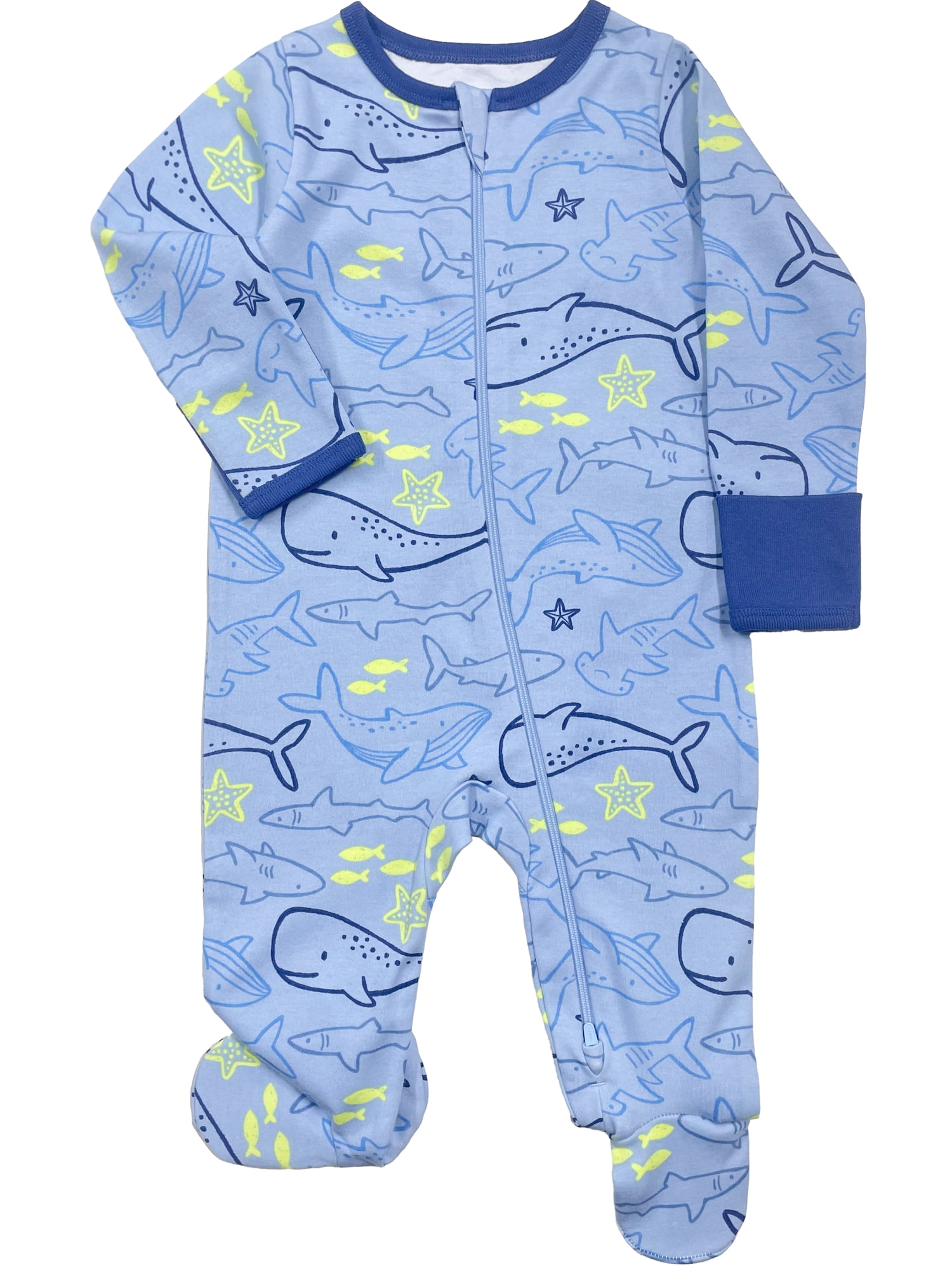 Wonder Nation Baby Unisex Zip Front Footed Sleep N Play Pajamas, Sizes Preemieie-6/9 Months