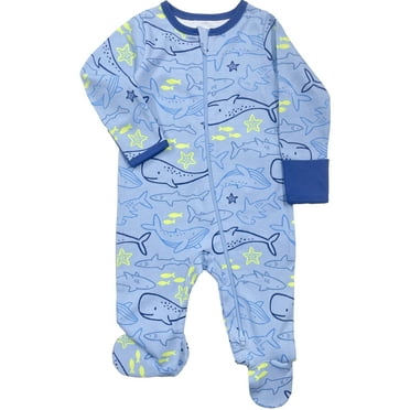 Wonder Nation Baby Gender Neutral Zip Front Footed Sleep N Play Pajamas, Sizes Preemie-6/9 Months