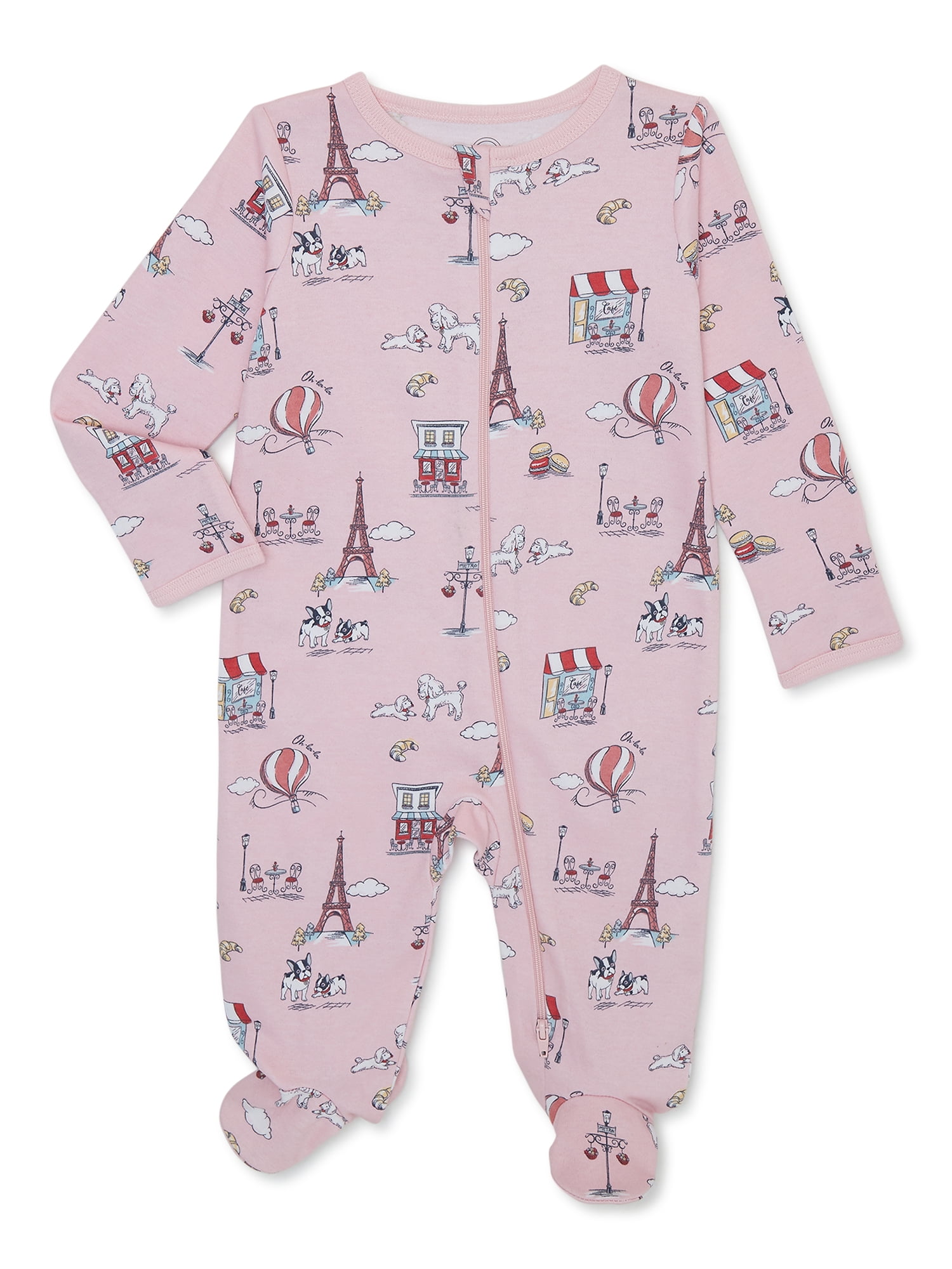 Wonder Nation Baby Girl 100% Cotton Paris Sleep N Play, 0/3M