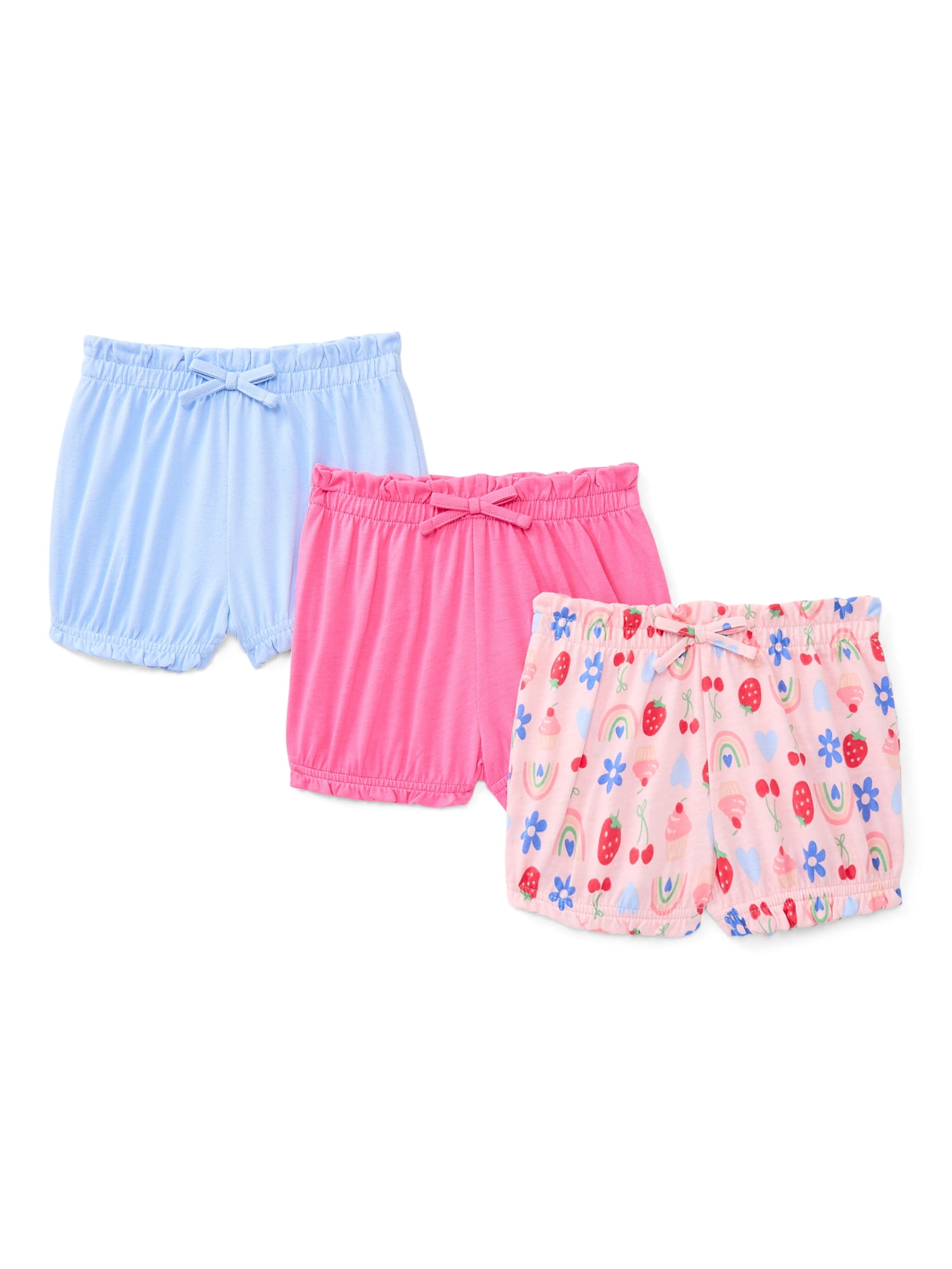 Wonder Nation Baby Girls Bubble Shorts, 3-Pack, Sizes 0-24 Months