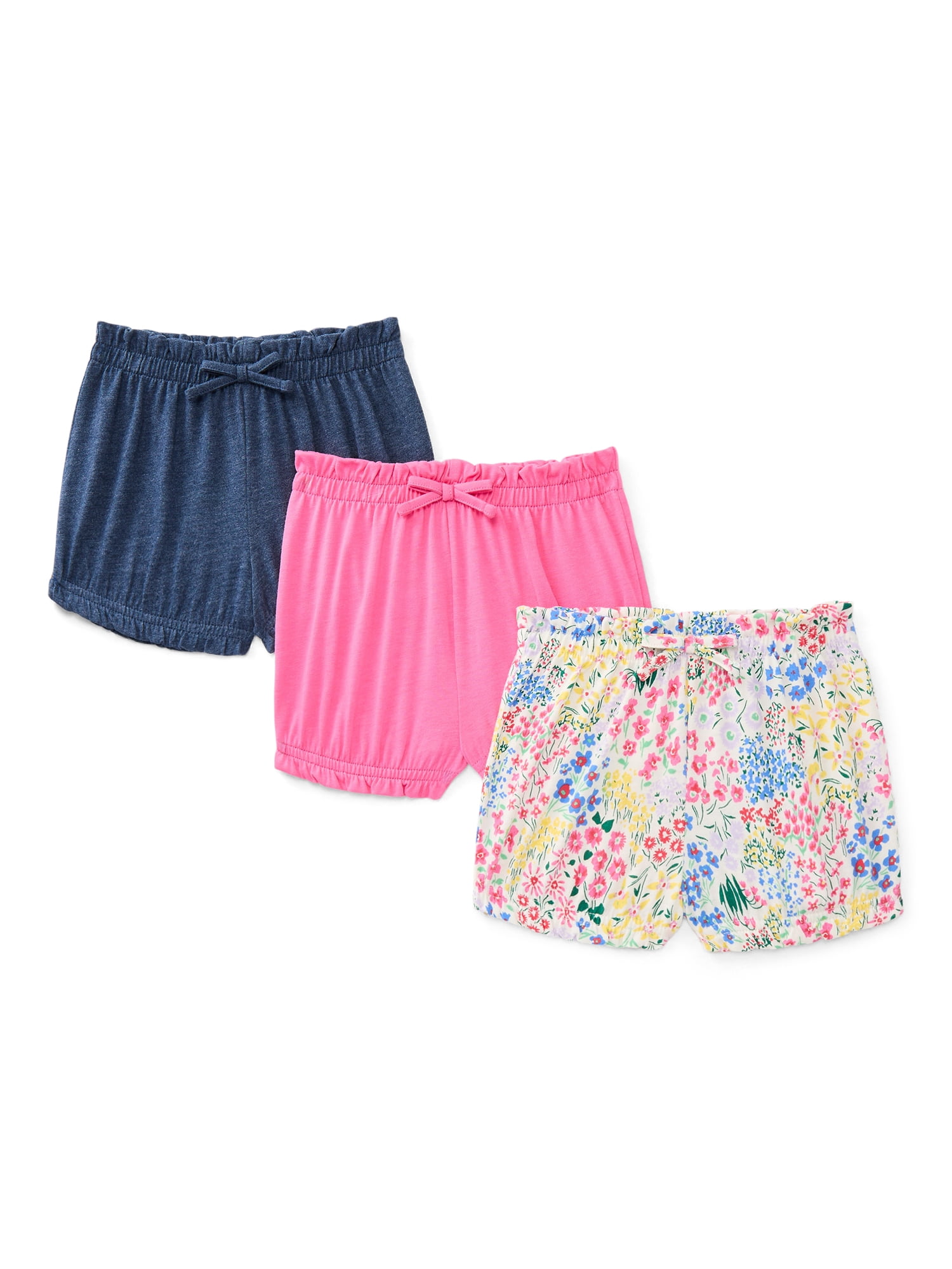 Wonder Nation Baby Girls Bubble Shorts, 3-Pack, Sizes 0-24 Months