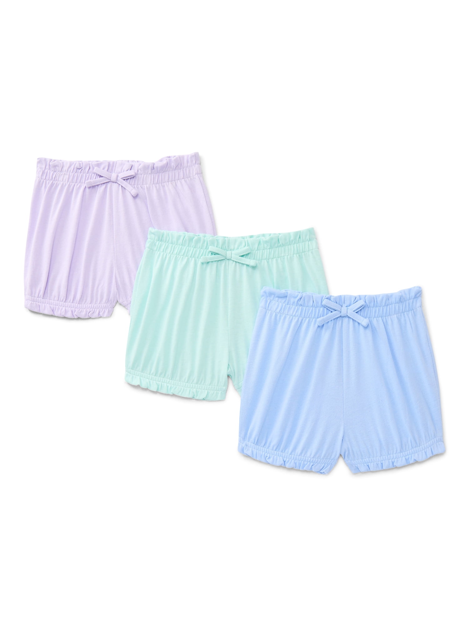 Wonder Nation Baby Girls Bubble Shorts, 3-Pack, Sizes 0-24 Months