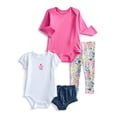 thumbnail image 1 of Wonder Nation Baby Girls Bodysuit and Leggings Outfit Set, 4-Piece, Sizes 0M-24M, 1 of 5