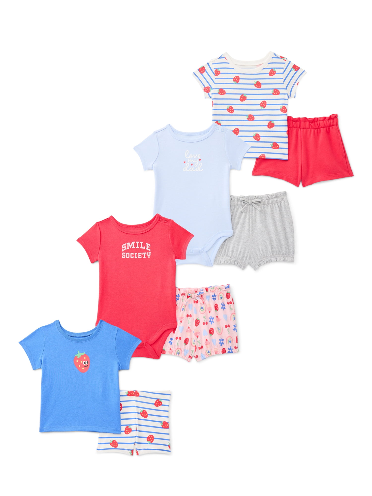 Wonder Nation Baby Girls Mix and Match Outfit Set, 8-Piece, Sizes 0M-24M