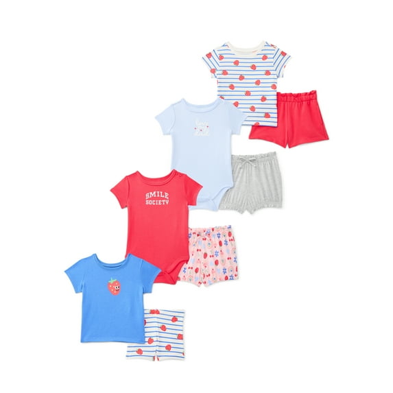 Wonder Nation Baby Girls Mix and Match Outfit Set, 8-Piece, Sizes 0M-24M