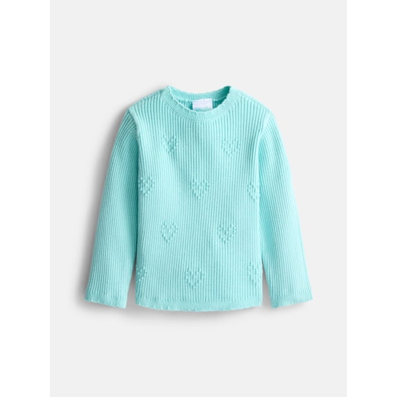 Wonder Nation Baby Girls Bobble Sweater with Long Sleeves, Sizes 0-24M