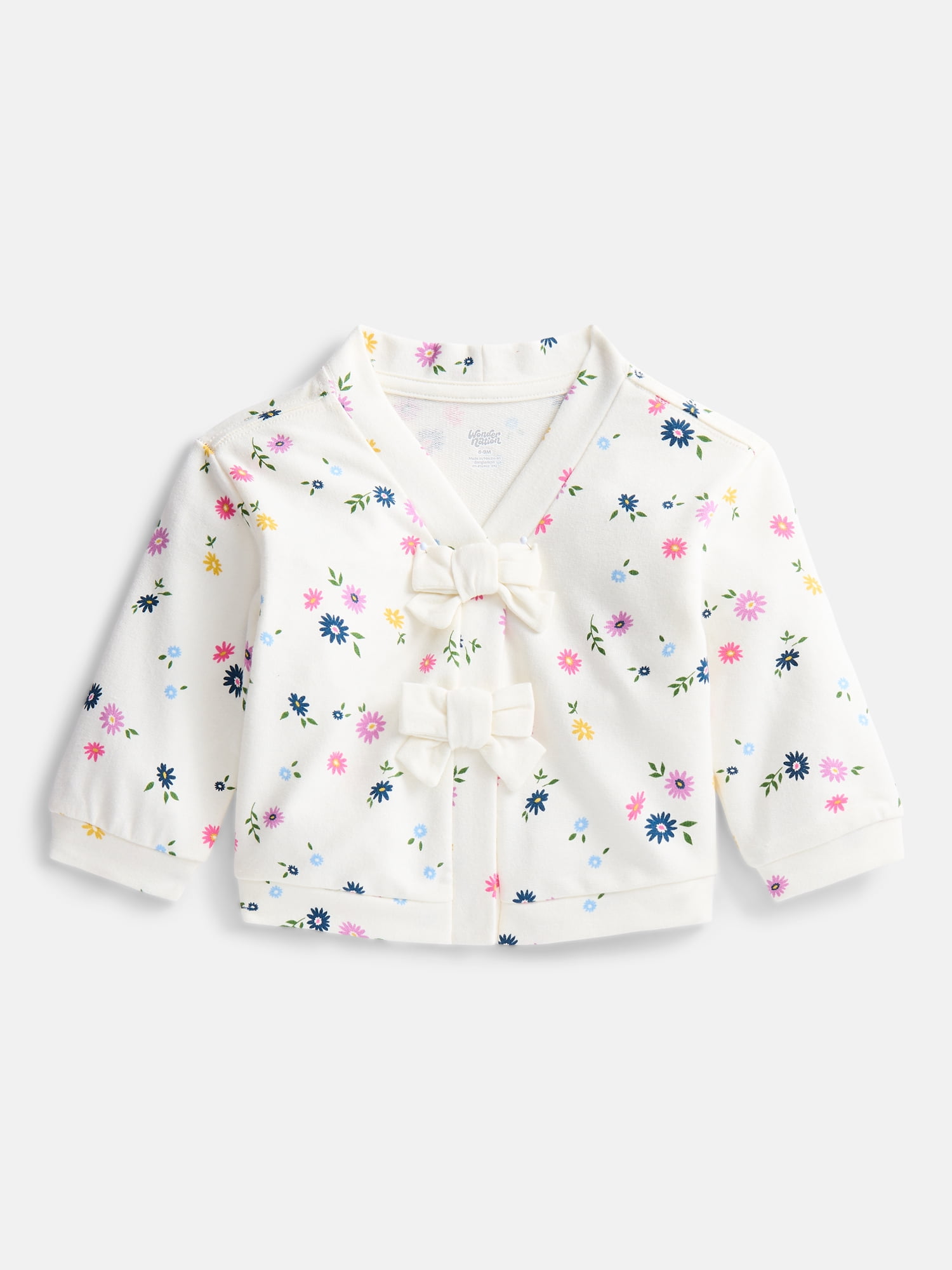 Wonder Nation Baby Girls' Bow Front Cardigan Sweater, Sizes 0M-24M